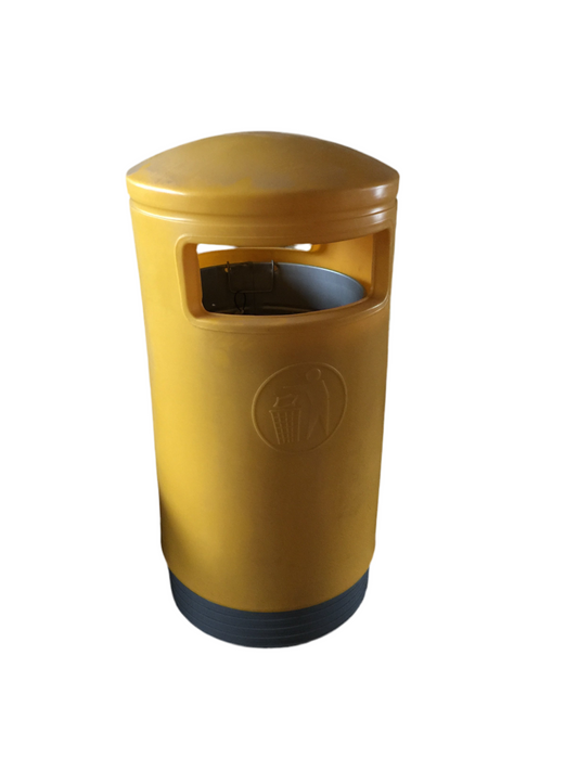 Yellow Plastic Indoor Outdoor Bin Hooded Top Ø 485x1000 mm, 75 L