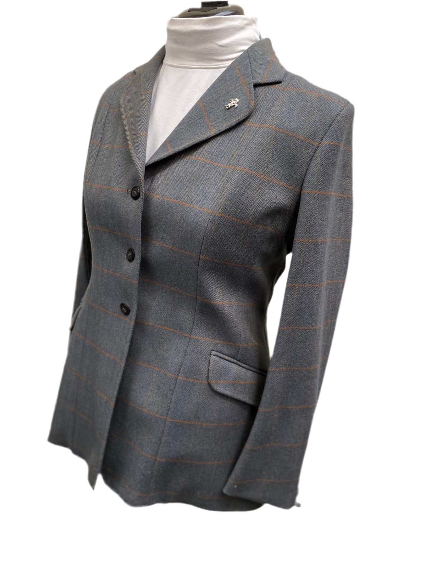 Caldene Ladies 40" Chest Blue Tweed Jacket with Rust Over Check L312