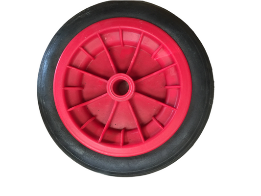 11" Approx Solid Red Plastic centred Wheel Barrow Cart Wheel   5 Valley puncture proof