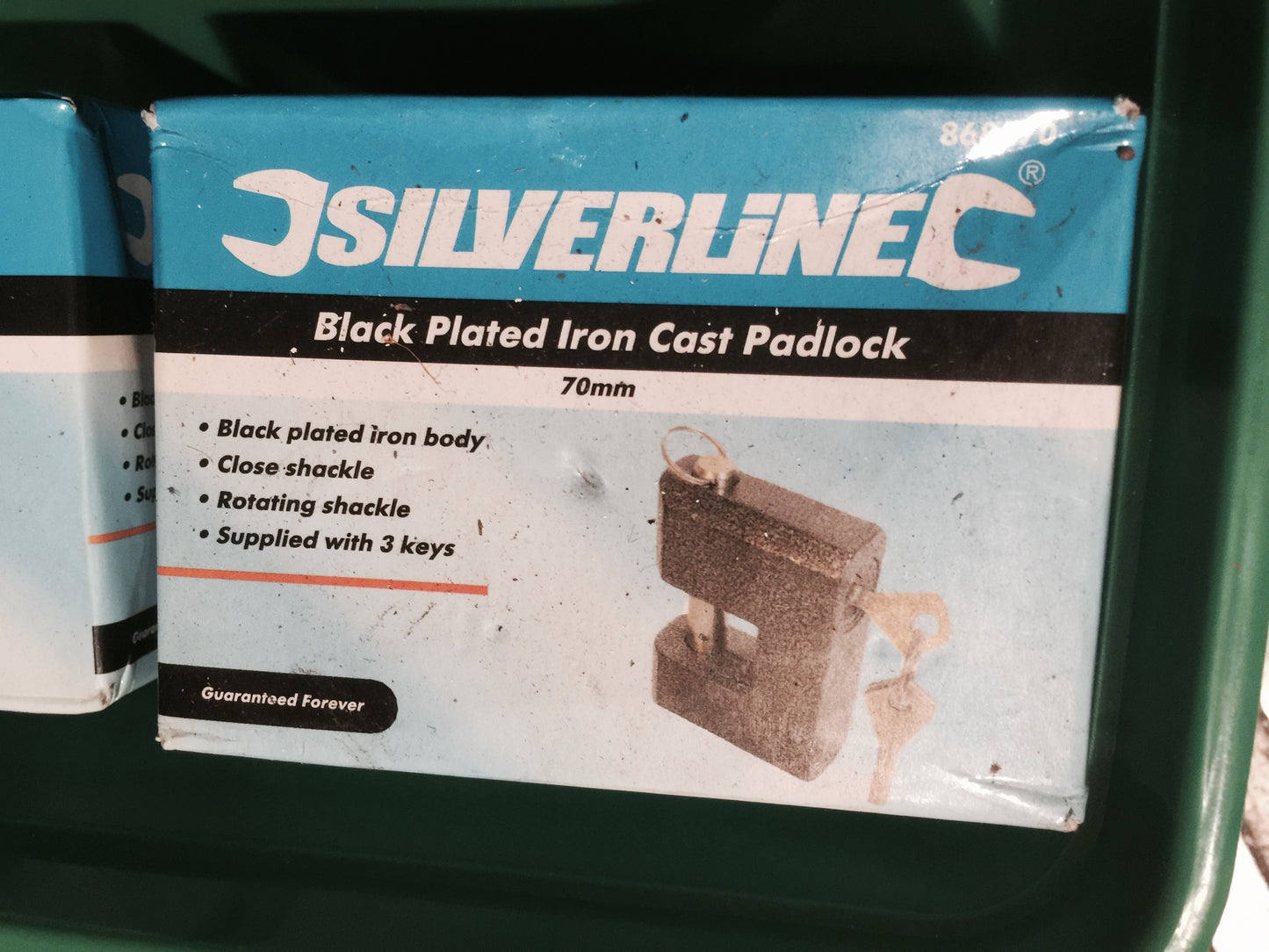 Silverline 70mm Black Plated Iron Cast Padlock