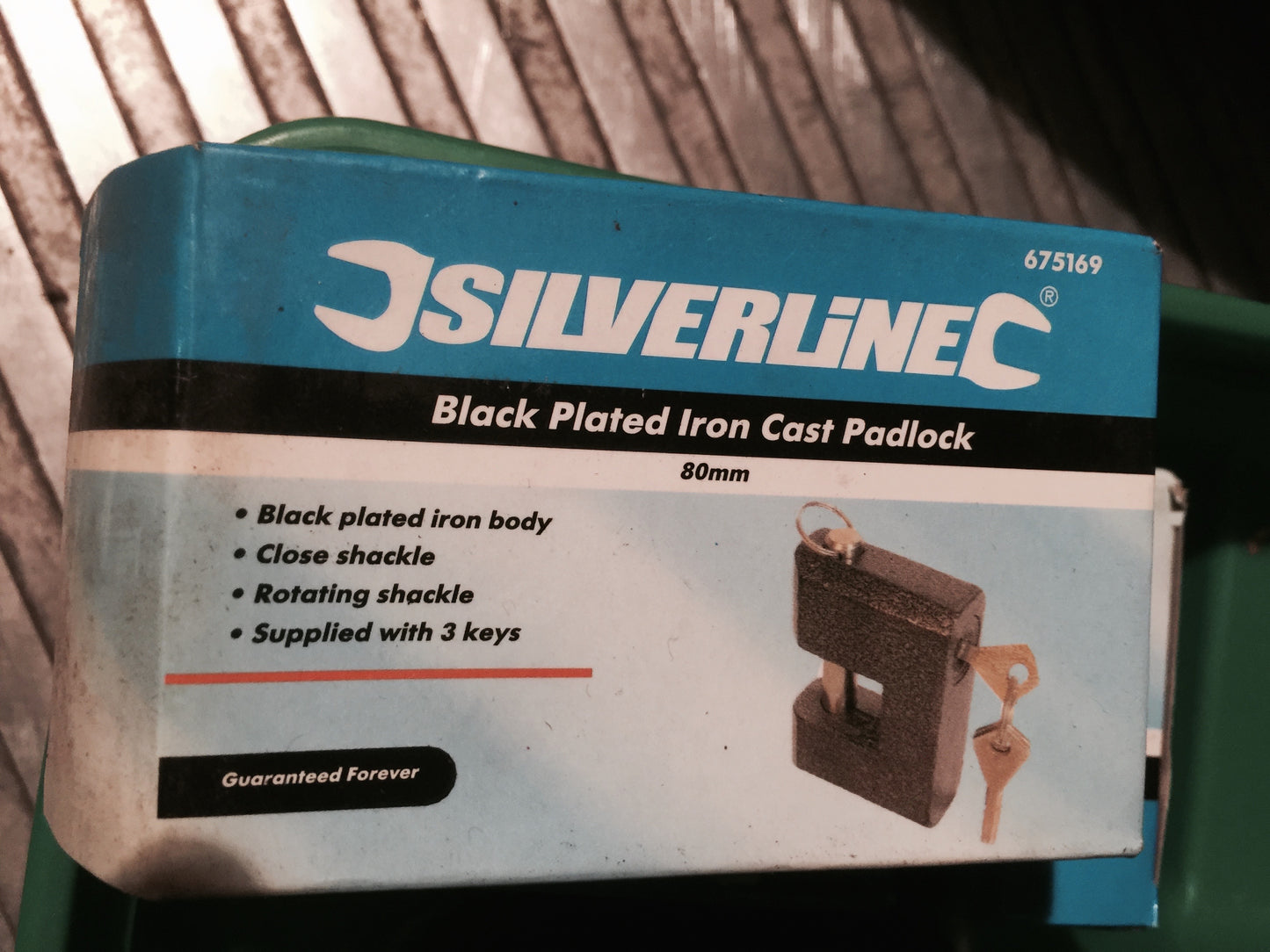 Silverline 80mm Black Plated Iron Cast Padlock 675169