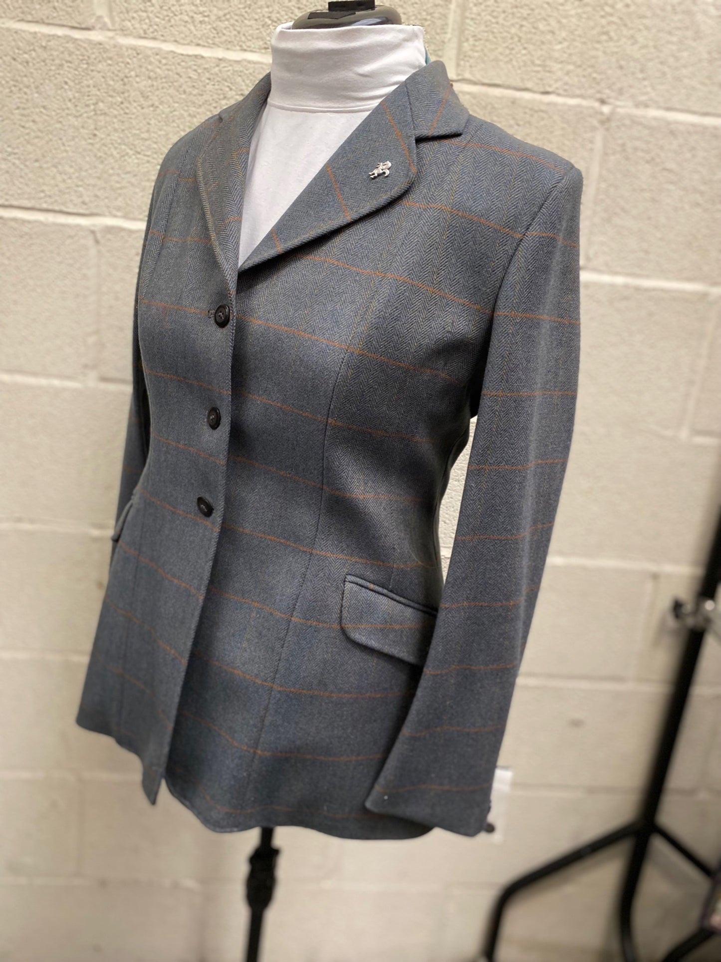 Caldene Ladies 40" Chest Blue Tweed Jacket with Rust Over Check L312