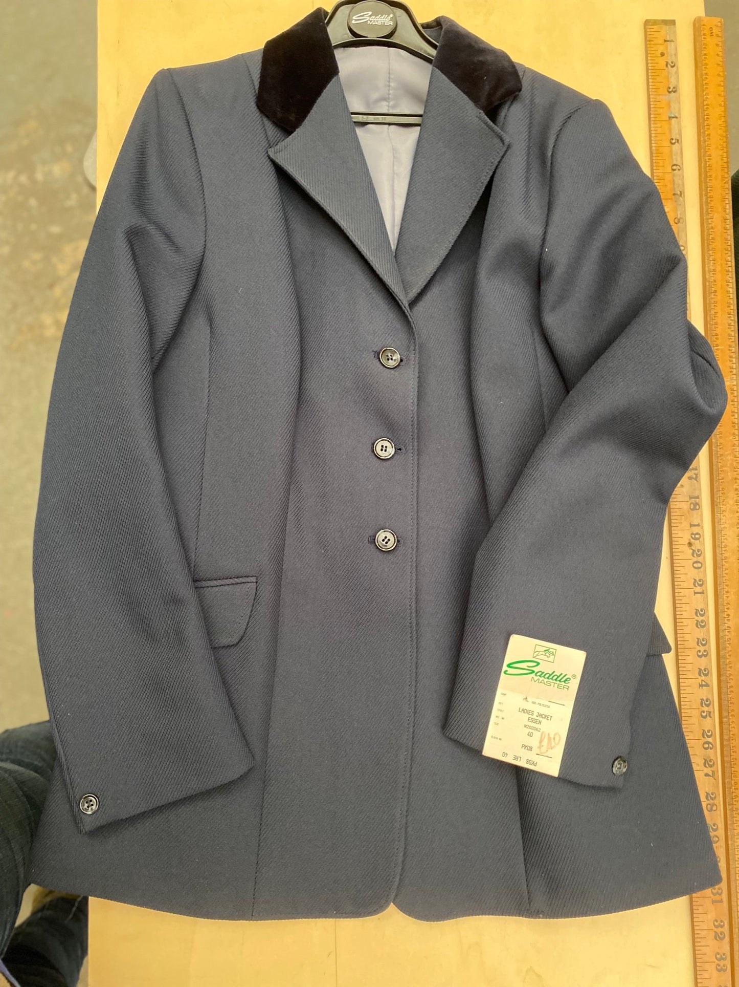 Caldene Saddlemaster 40" Navy Show Jacket Ladies with Velvet Collar