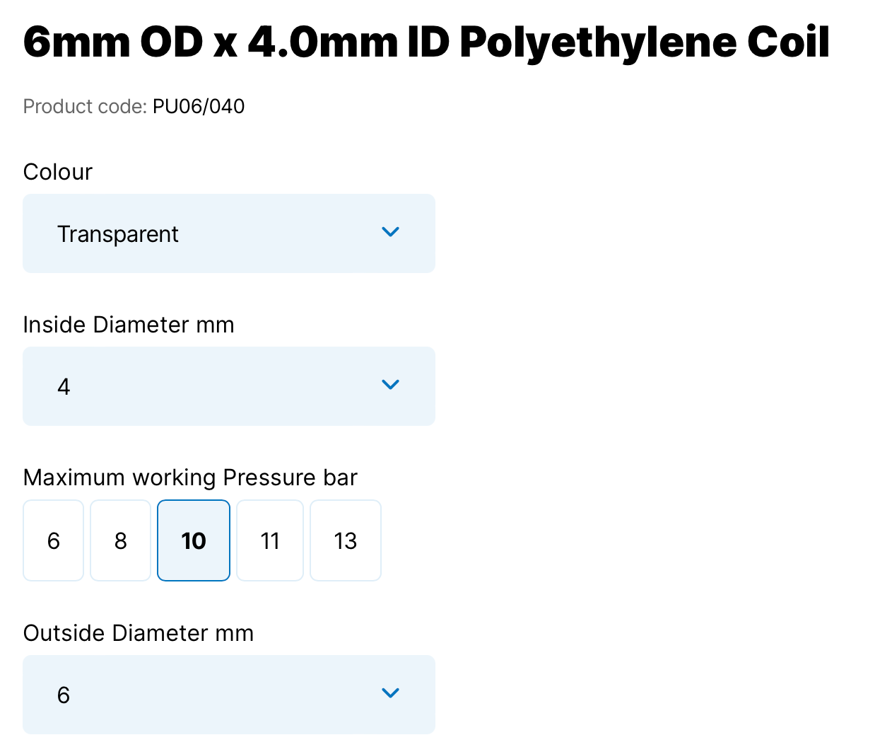 Tubing Polyethylene Coil 6mm OD 4mm ID  25m Coil Kelm K