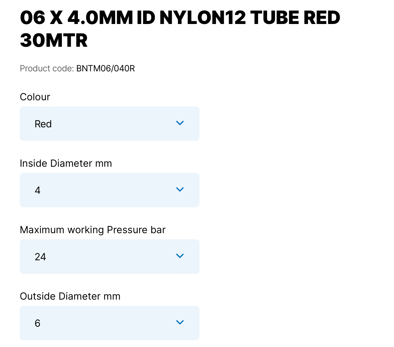 Tubing Nylon 12, 6mm OD 4mm ID Red x 30m