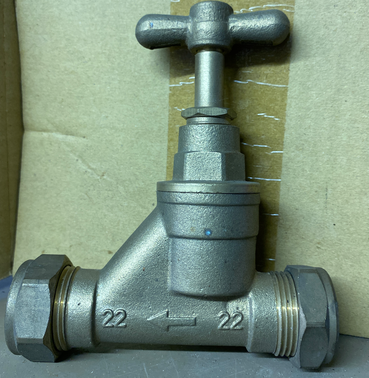 Stop Cock Brass 22mm Quick Flow Compression