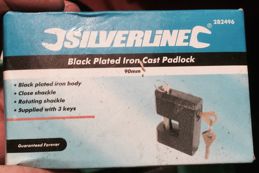 Silverline 90mm Black Plated Iron Cast Padlock  282496