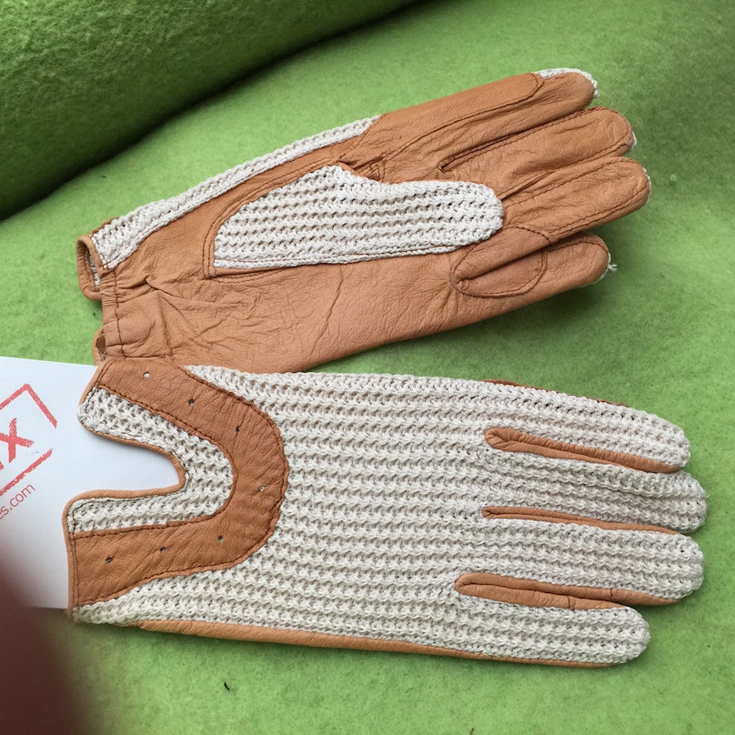 Glove (18 Pairs Bulk Lot) Basix Crochet Back Leather Palm