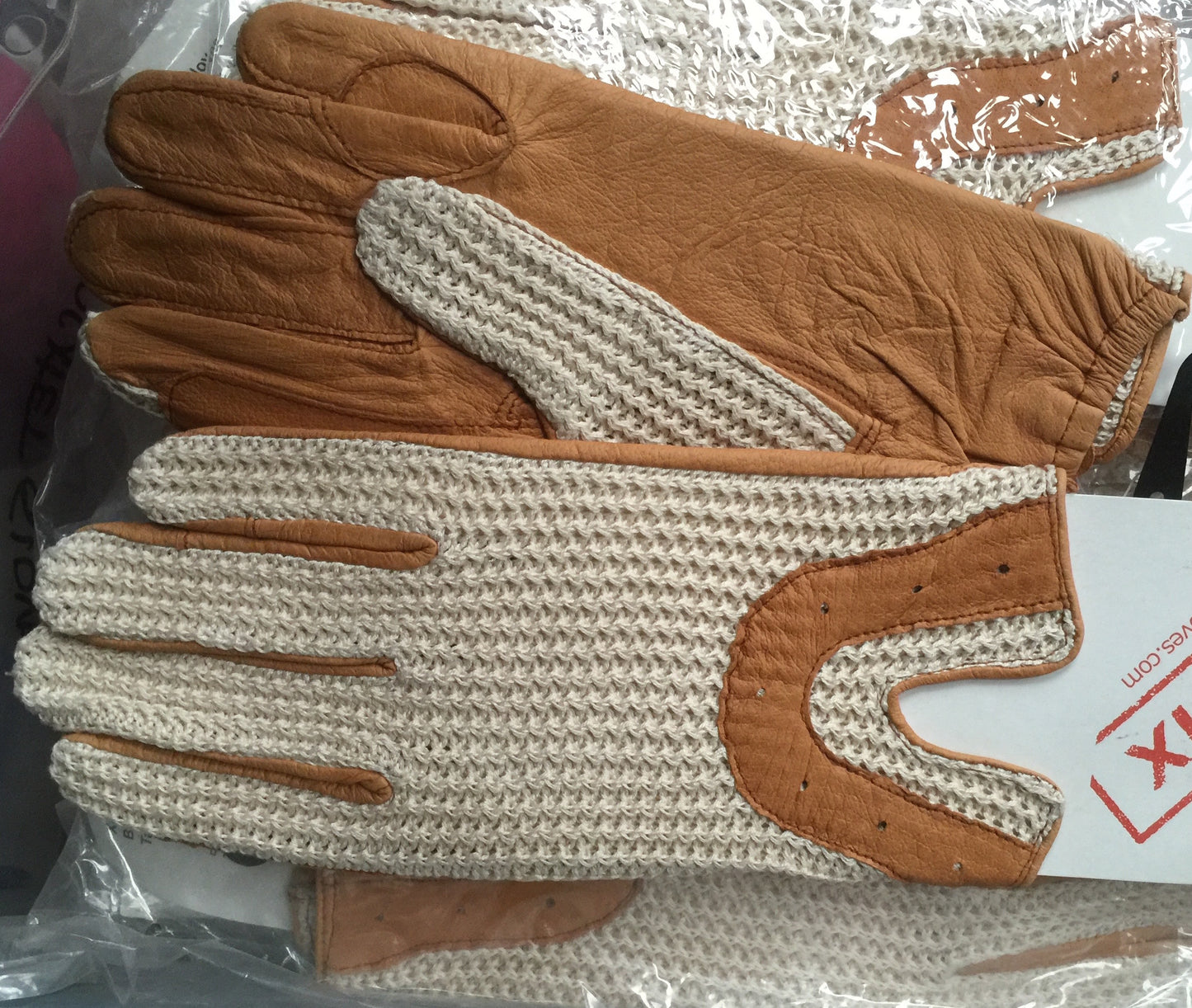 Glove (18 Pairs Bulk Lot) Basix Crochet Back Leather Palm