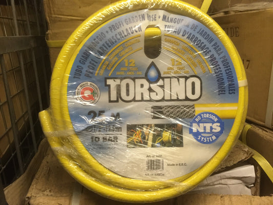 Torsino 12.5mm x 25m Roll Yellow Reinforced Hose Pipe