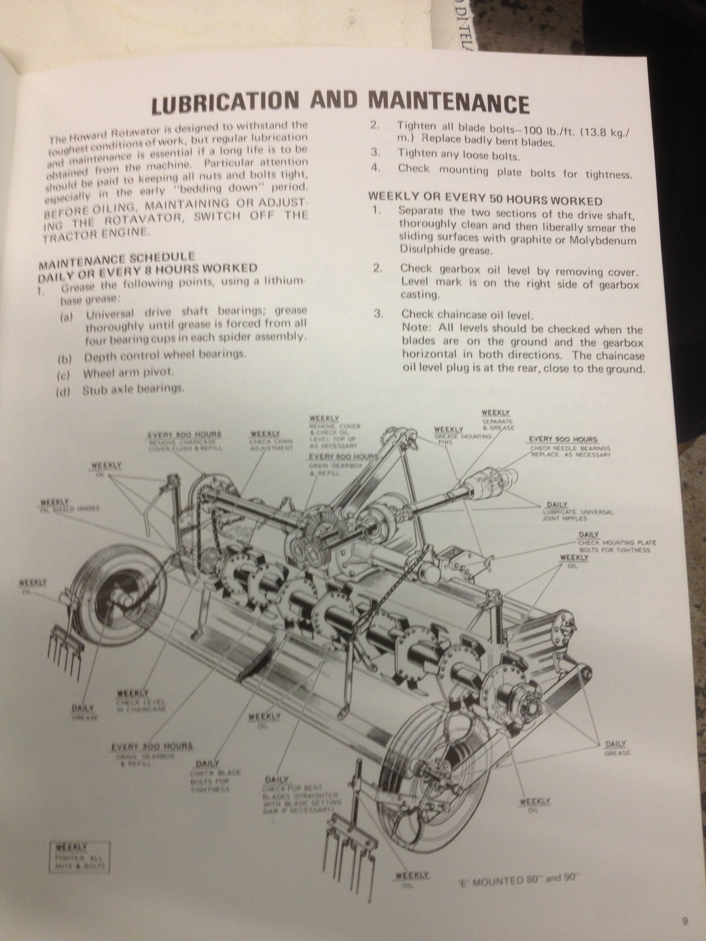 Agricutural Book Howard Rotavator Series IV Operating Instructions Softback