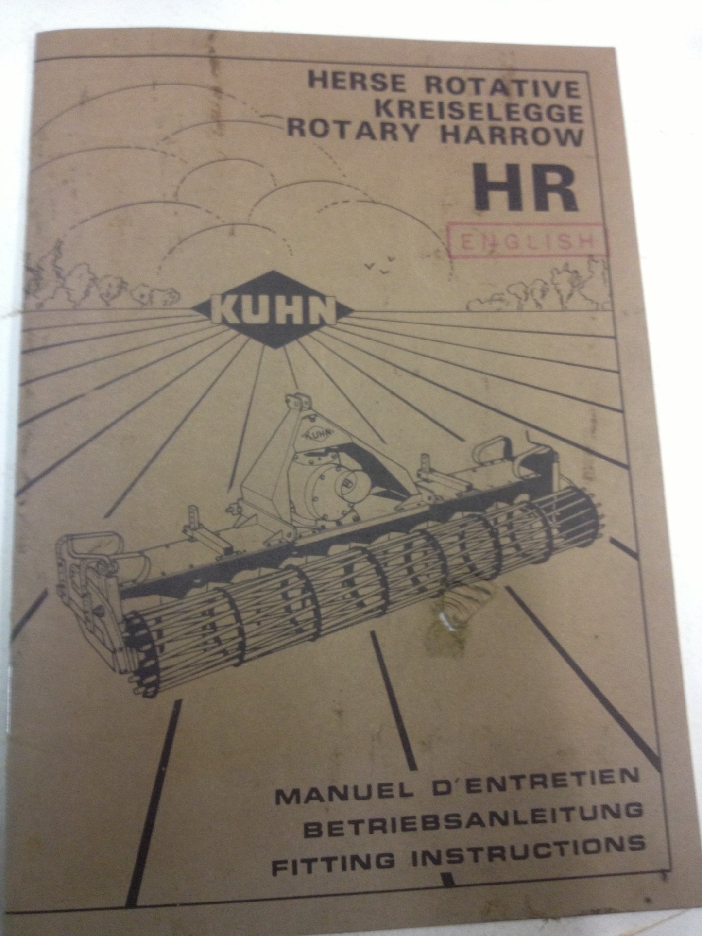Book Manual for Kuhn Rotavator, Rotary Harrow  HR  English vintage