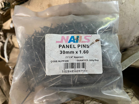 Panel Pins 5x 500g bags (2kg)  30mm x 1.60 Rynails  Clearance Stock