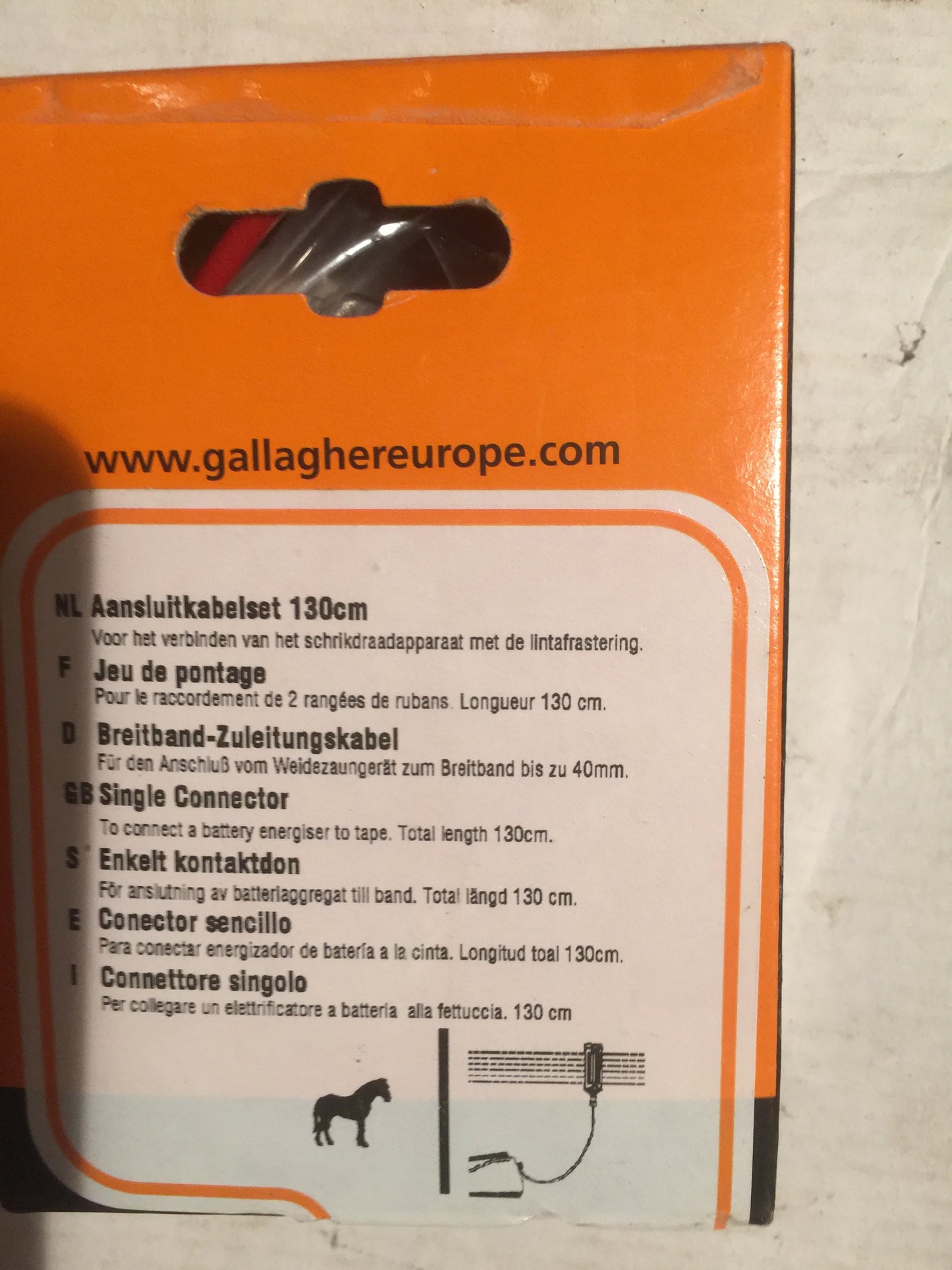 Gallagher 009114/1 Battery Energizer to Tape Lead 130cm